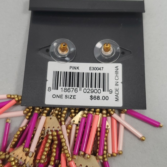 Rebecca Minkoff Beaded Fringe Drama Earrings (Pink Multi) - Picture 4 of 4